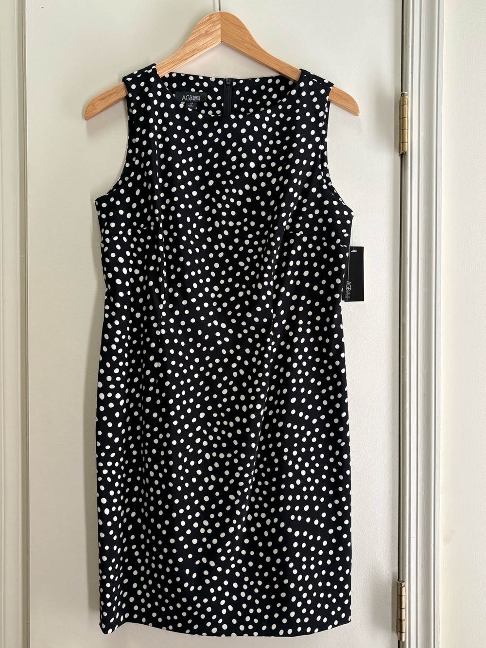 AGB Black & White Polka Dot Midi Sheath Dress